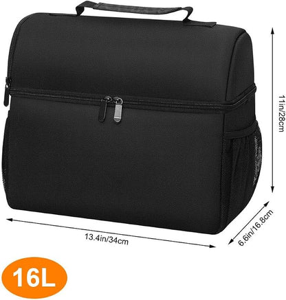 16L Camping Storage Bag, Water Resistant Padded Camping Organizer, with Multiple Pockets and Handle, for Outdoor BBQ Cooking Essentials, Black