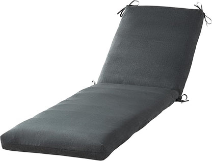 Modern Outdoor Chaise Lounge Cushion with Ties – Durable Polyester Fabric, Channel-Filled Polyfiber Insert, Removable Zippered Cover, Carbon
