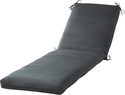 Modern Outdoor Chaise Lounge Cushion with Ties – Durable Polyester Fabric, Channel-Filled Polyfiber Insert, Removable Zippered Cover, Carbon