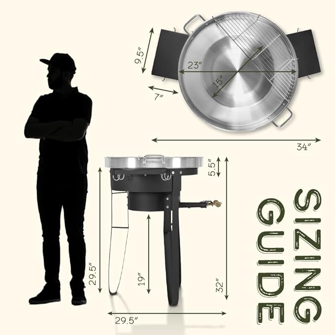 Concord The Herdsmen Stainless Steel Comal with Single Propane Cast Iron Roadster Burner Set. Great Outdoor Stove for Discada, Tacos, Street Vendor, Etc.… (Matte Black)