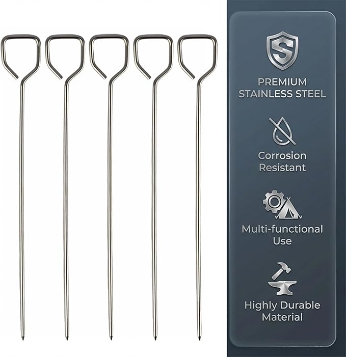 6 Pcs Potato Baking Nails, 6.7 Inch Stainless Steel & Aluminum Baked Potato Spikes, Heating Core Rods for Faster & Even Cooking, Oven, Grill, BBQ Accessories, Kitchen Tools (2.45mm Thick)