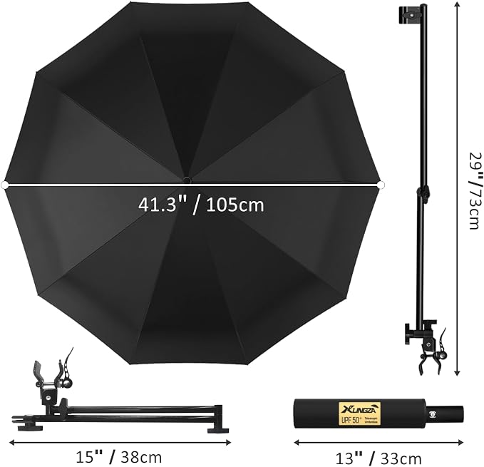 XLINGZA UPF 50+ Beach Umbrella with Adjustable Universal Clamp