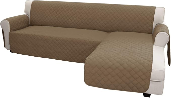Easy-Going Reversible L-Shape Sectional Couch Cover, Small, Camel/Camel | Soft Sofa Slipcover For Dogs, Fits Left/Right Chaise Lounge Protector, Water Resistant Mat For Living Room