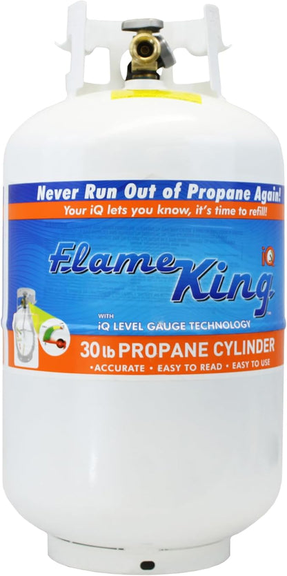 Flame King YSN330 30lb Steel Propane Tank Cylinder with Gauge and OPD Valve for Grills and BBQs, Camping, Fishing, & Outdoor Activities, White