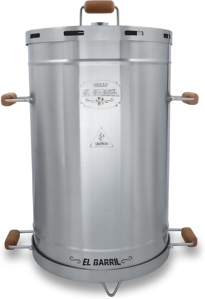EL BARRIL 60LBS Lite Large Barrel Smoker Grill – Juicy, Even BBQ Every Time, 430 Stainless Steel, Vertical Charcoal Barrel Grill and Rust-Resistant Design, Perfect for Family, Parties & Outdoor