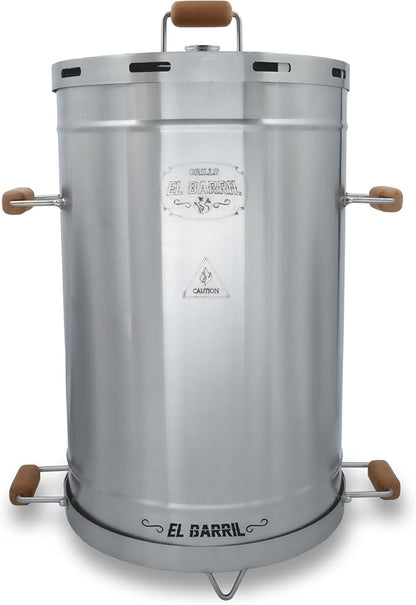 EL BARRIL 60LBS Lite Large Barrel Smoker Grill – Juicy, Even BBQ Every Time, 430 Stainless Steel, Vertical Charcoal Barrel Grill and Rust-Resistant Design, Perfect for Family, Parties & Outdoor
