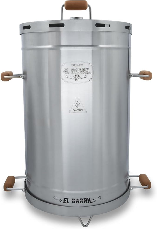 EL BARRIL 60LBS Lite Large Barrel Smoker Grill – Juicy, Even BBQ Every Time, 430 Stainless Steel, Vertical Charcoal Barrel Grill and Rust-Resistant Design, Perfect for Family, Parties & Outdoor