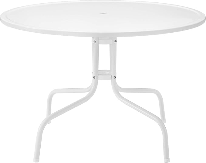 Crosley Furniture Griffith 5-Piece Outdoor Dining Set for 4, Retro Metal Round Patio Table and Chairs, White and Aqua