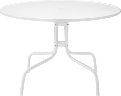 Crosley Furniture Griffith 5-Piece Outdoor Dining Set for 4, Retro Metal Round Patio Table and Chairs, White and Key Lime