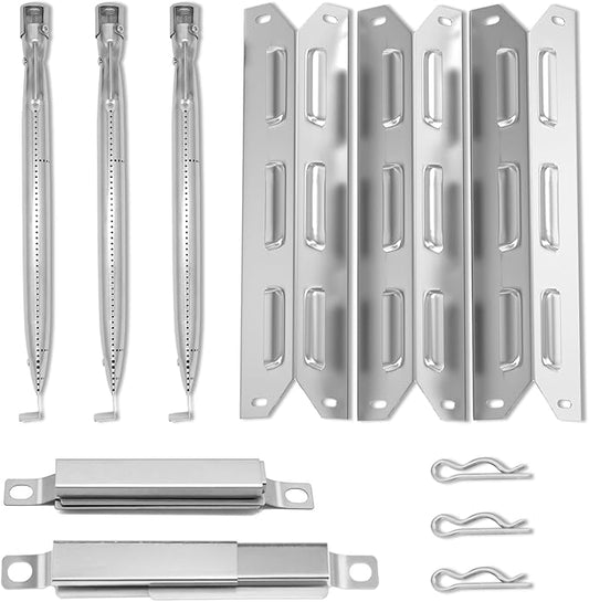 Grill Replacement Parts for Kenmore 3-Burner Gas Grills 146.23678310 146.29162310 146.23674310 146.23673310, Stainless Steel Heat Plates Grill Burners and Crossover Tube for Kenmore Accessories