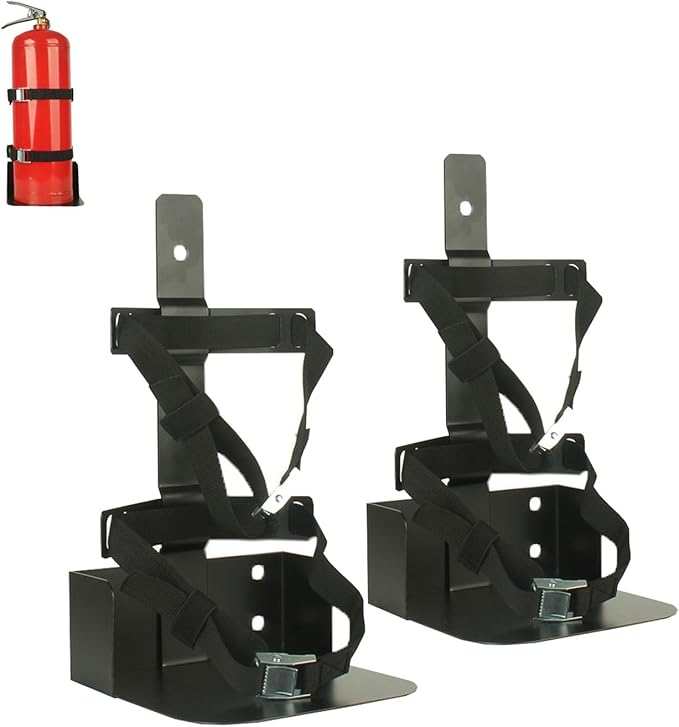 Fire Extinguisher Mount,Heavy Duty Vehicle Bracket Compatible with 20lb ABC, 10lb CO2 or a 15lb CO2 Fire Extinguishers (Black 2pcs)