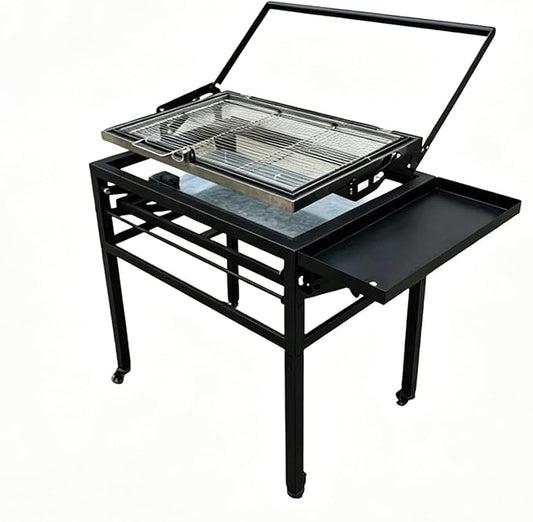 Charcoal Grills Flip Grill for BBQ, Rotating Barbecue Grill for Outdoor Cooking Camping, Portable Grill Charcoal Folding Grill for Backyard