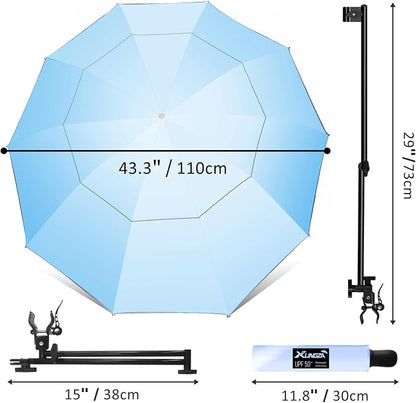 XLINGZA UPF 50+ Beach Umbrella with Adjustable Universal Clamp