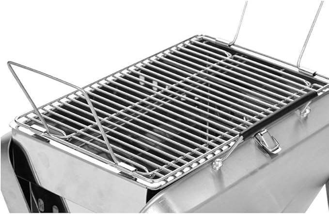 Stainless Steel Portable Charcoal Grill Foldable BBQ Tool Barbecue ，Silver