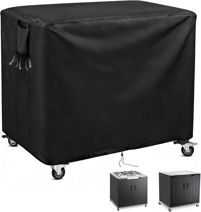 Outdoor Patio Table Cover for Feasto Gas Grill Table, Heavy Duty Bar Cart Grill Cart Cover Waterproof Gas Grill Stove Pizza Oven Table Covers - 36"Lx24"Wx36"H, Black