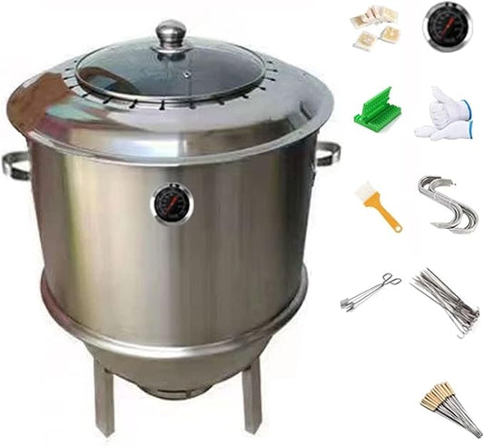 Stainless Steel Charcoal Roast Duck Oven Smokeless BBQ Grill with 400°C Temperature Gaugee and Various Accessories for Duck Turkey Goose Mutton Sucking Pig BBQ About(B)