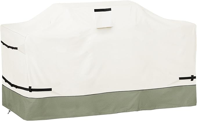 87 Inch Island Grill Cover - 600D Heavy Duty Waterproof All Weather Protection Outdoor Cover,Beige& Green
