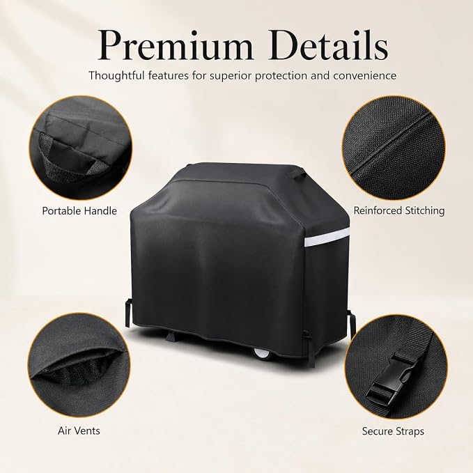 GRISUN Waterproof Grill Cover 55 Inch for Outdoor Grill | Fits Weber, Char-Broil, Nexgrill, Monument, Dyna-Glo and More, Heavy-Duty 600D Anti-Fade BBQ Gas Grill Cover
