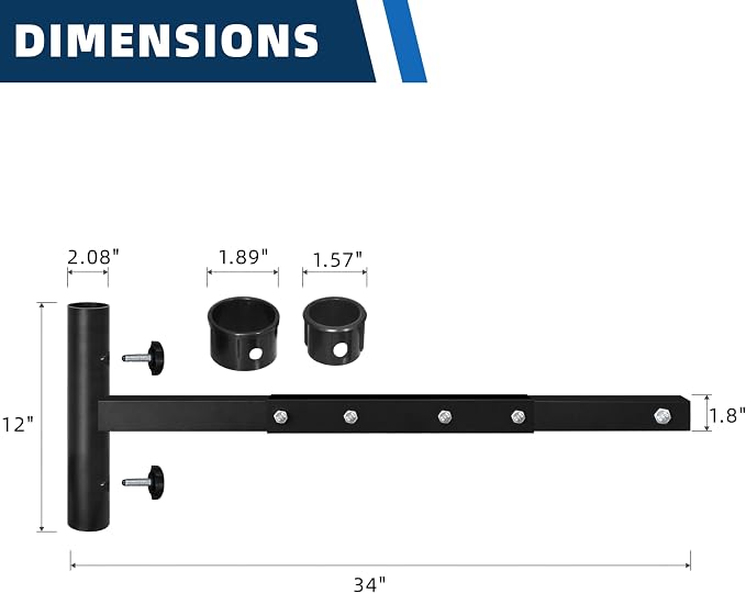 EliteShade USA Trailer Hitch Patio Umbrella Holder for 2 Inch Receiver, Heavy Duty Truck Hitch Umbrella Stand Mount for SUV, RV, Tailgate Parasol Holder for Camping, Sports, Fits 1.5"-1.9" Poles