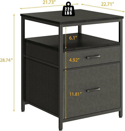 Herture Mini Fridge Stand with 3 Storage, Mini Fridge Cabinet, Beverage Fridge Table, Heavy Duty 21.3" L* 22.7" W Tabletop, for Dorm, Apartment,Office, Bedroom Black HB01BXB