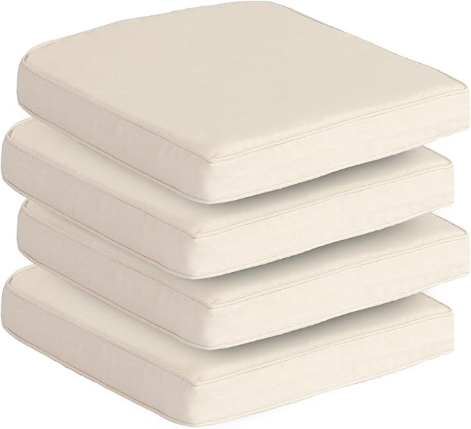 Goodgoods 20 x 20 Outdoor Chair Cushions Set of 4, 1000+ Hours Fade-Resistant & Water-Resistant Furniture Chair Cushions with 30D High-Resilience Foam for Dining Room, Patio Chair, Almond
