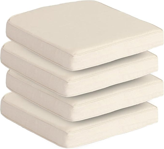 Goodgoods 20 x 20 Outdoor Chair Cushions Set of 4, 1000+ Hours Fade-Resistant & Water-Resistant Furniture Chair Cushions with 30D High-Resilience Foam for Dining Room, Patio Chair, Almond