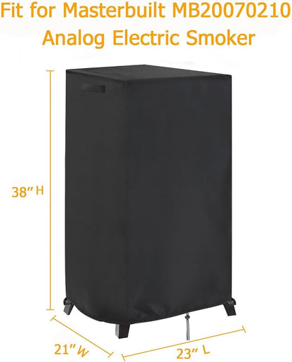 Smoker Cover Fit for Masterbuilt MB20070210 | Analog Electric Smoker Cover, Waterproof Outdoor Grill Smoker Covers,Black (23" L x 21" W x 38" H)