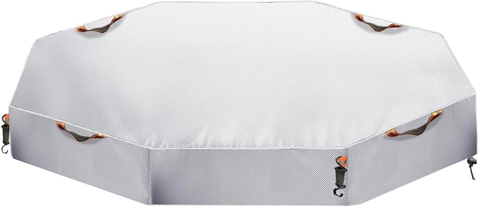 Octagon Sandbox Cover,Oxford Cloth Waterproof, Windproof and Dustproof, Equipped with a Waist Adjustable Hook and a Bottom Adjustable Drawstring,Protect Sandbox Sand and Toys(Silver,85"x79"x9")