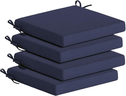 Goodgoods 18.5 x 18.5 Outdoor Chair Cushions Set of 4, Fade-Resistant & Water-Resistant Patio Seat Cushion Pads with Ties, 30D High-Resilience Foam for Dining Room Kitchen Chairs, Midnight