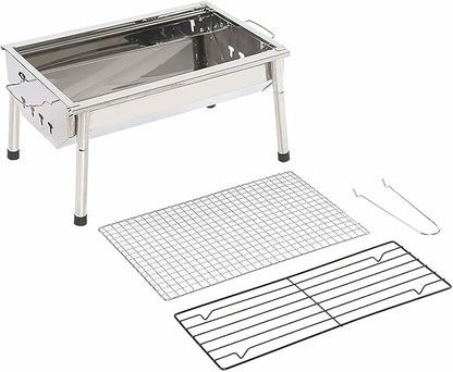 Charcoal BBQ Grill Stainless Steel Folding 15.9 * 11 * 8.8" 40.5x28x22.5cm Folded Size: Approx. 15 * 11 * 4" 38x28x10cm CYELARS