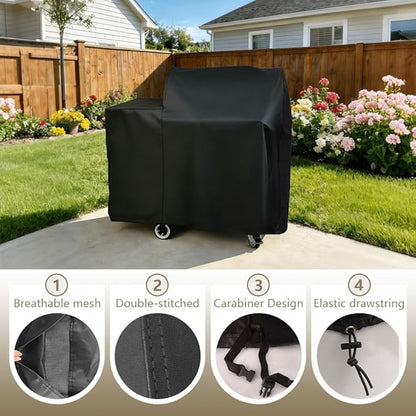Grill Cover Replacrment Recteq RT-410/340 RT-B380 and Rec Tec RT-B380X Bullseye Deluxe Wood Pellet Grill, Full Length Heavy-Duty Premium Cover, Waterproof Moisture Proof Breathable