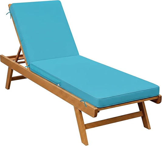 Fabuday Chaise Lounge Chair Cushions for Outdoor Furniture - 72 x 21 x 3 Inch Waterproof Patio Pool Sunbrella Lounger Pads Replacement with Removable Cover, Teal
