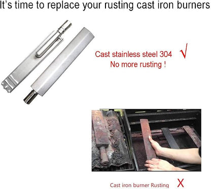 𝙐𝙥𝙜𝙧𝙖𝙙𝙚𝙙 1PC Heavy Duty Cast Stainless Steel BBQ Grill Burners 16" Replacement Parts for Premium Gas Grills from Bull Cal Flame Aussie Blaze CharBroil NEXGRILL Thermos Turbo Jenn Air