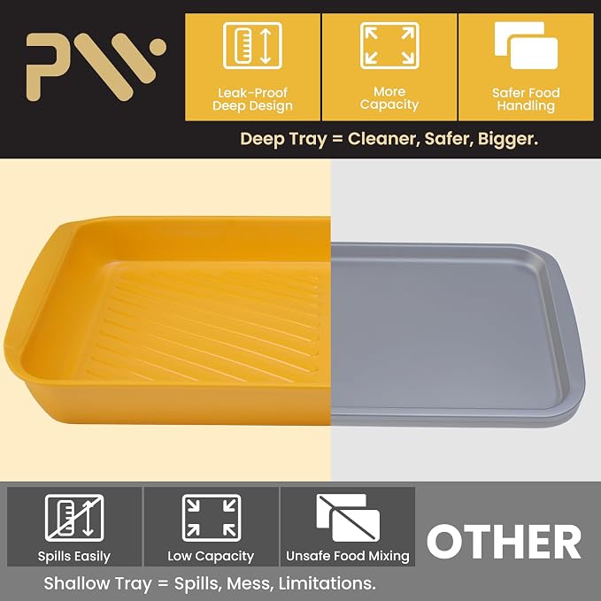 Grill Prep Trays Set of 2, Grill Tray for BBQ Meat Prep, Marinating & Serving, Large Melamine Grilling Prep and Serve Trays with Deep Raised Edges, Outdoor Grill Serving Tray, BPA Free