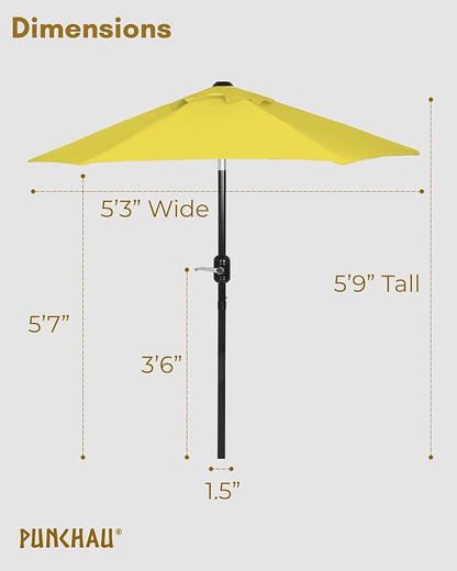 6 Ft Boho Outdoor Patio Umbrella, 6 Foot Patio Table Umbrella, Easy Open/Close Crank and Push Button Tilt Adjustment - Yellow