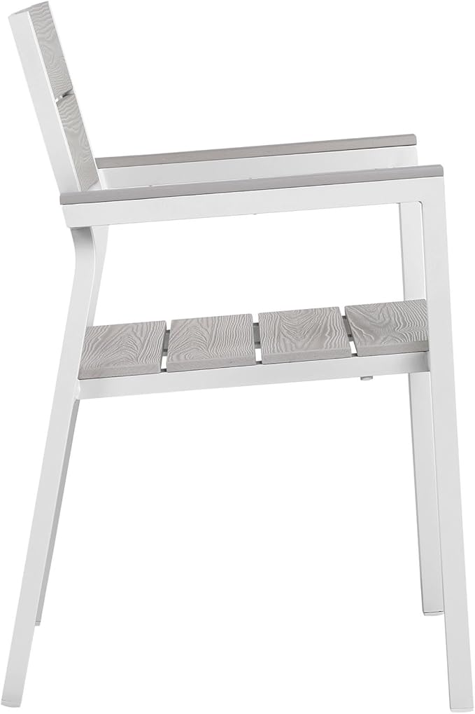 modway Maine 5-Piece Aluminum Dining Table And Chair Outdoor Patio Set in White Light Gray
