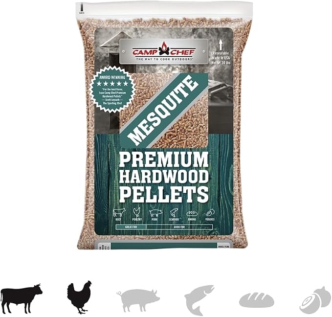 Camp Chef Southwest Mesquite BBQ Pellets, Hardwood Pellets for Grill, Smoke, Bake, Roast, Braise and BBQ, 20 lb. Bag