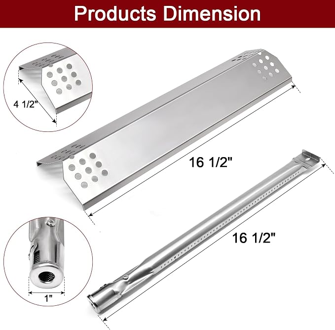 Hiorucet Grill Parts for Kitchenaid Grill 720-0787D, 720-0953, 730-0953, 720-0953A, Stainless Steel Heat Plates Shields, Burners Tubes and Ignitors for Kitchen Aid 3 Burner Grill Replacement Parts.