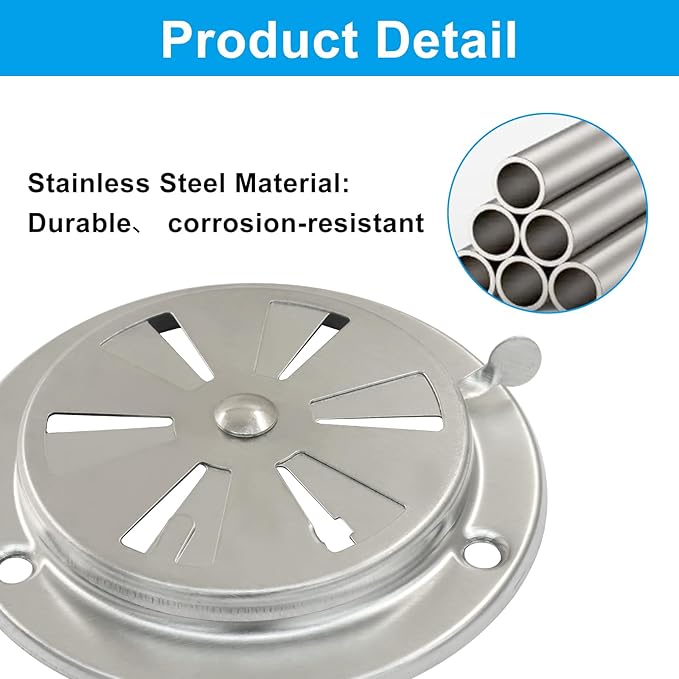 2Pcs BBQ Smoker Air Vent, BBQ Smokestack Damper Smoker Exhaust Stack for Optimal Grill Airflow Control Vent(95mm)