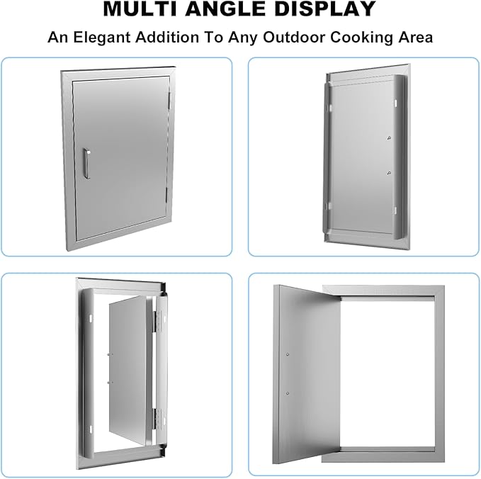 Outdoor Kitchen Door 17" W x 24" H-304 Stainless Steel Never Rust Cabinet Door-Double Layer-BBQ Access Doors-Weatherproof GrillDoor-Flush Mount BBQ Island Doors-MetalDoor for Outdoor Indoor Kitchen
