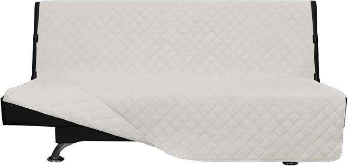 Easy-Going Reversible Couch Cover, Large Futon Sofa, Ivory/Ivory | Machine Washable Slipcover For Dogs, Water Resistant Furniture Mat For Living Room, Non-Slip Sofa Cover, Pet Friendly