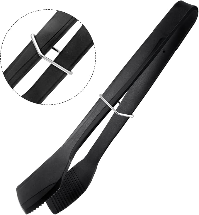 Silicone BBQ Tongs, Stainless Steel Clamp for Grilling & Salad | 11" silicone kitchen tongs, stainless steel BBQ clamp, multipurpose for bread, steak, fish & salad, heat-resistant & non-slip