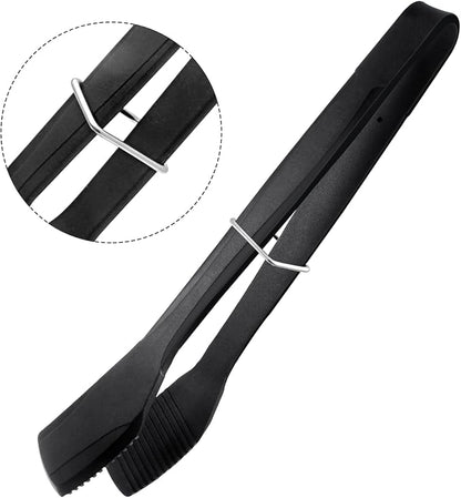 Silicone BBQ Tongs, Stainless Steel Clamp for Grilling & Salad | 11" silicone kitchen tongs, stainless steel BBQ clamp, multipurpose for bread, steak, fish & salad, heat-resistant & non-slip