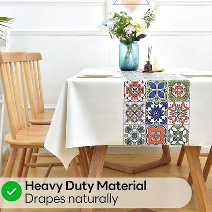 Wipeable Waterproof Tablecloth Vinyl Tablecloths for Rectangle Tables Heavy Duty PVC Tablecloth for Kitchen Dining Table(Flowers-3, 54'' x 72'')