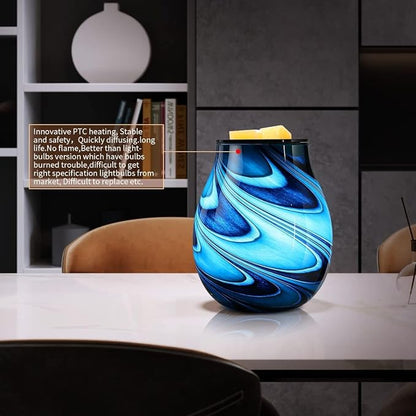 Inrorans Glass Electric Wax Melt Warmer Oil Burner with Stable Heating PTC Reusable Silicone Tray 7 Colorful Changing Led Light Night Light Scent Warmer for Home Fragrance Warmers-Brownblue Timer