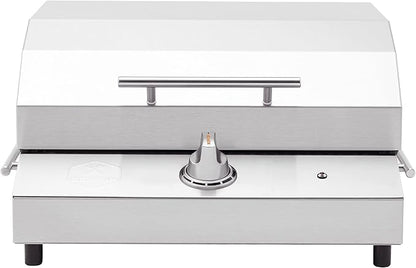 Kenyon G2 Portable Tabletop Electric Grill, 1440W Single Burner, Stainless Steel Body, Cast Aluminum Grate, UL Approved Grill For Indoor And Outdoor Use, Removable Lid, Dishwasher Safe, 120Volts