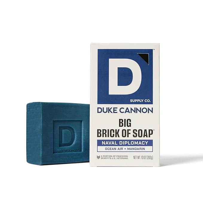 Duke Cannon Naval Diplomacy Big Brick of Soap + Tactical Soap on a Rope Pouch – For Men, Natural Ingredients, Long-Lasting, Fresh Masculine Scent, 10 oz.