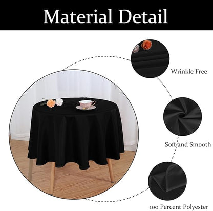Fitable Outdoor and Indoor Tablecloth, Black, 60 Inches Round | Washable Waterproof Wrinkle Free Table Cover, Zipper and Umbrella Hole, For Spring Summer Party Picnic Camping Patio