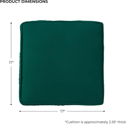 Indoor/Outdoor Chair Pads in Sunbrella Fabric – 17''x17'' Patio Seat Cushions with Foam Insert, Removable Reversible Cover & Ties for Patio Dining Chairs – Set of 2 or 4, Canvas Forest