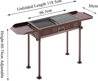 Charcoal Stainless Steel Barbecue Grill, Folding Barbecue Grill, Indoor Outdoor Portable, Height Adjustable, Camping Picnic Party for 5-10 People